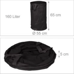 Lot De 3 Sacs Poubelles De Jardin Relaxdays - Sac De Jardin Pop-up - 160 L - Sac à Feuilles - 3 Anses - Noir -Vendite Pelouse Pro 1200x1198 30