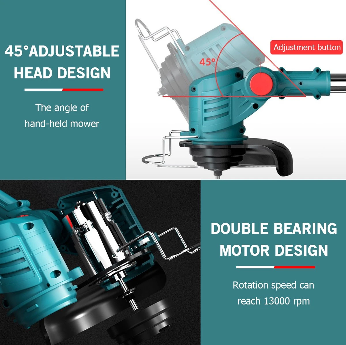 Coupe-herbe Coupe-herbe - Tondeuse à Gazon électrique Sans Fil Rechargeable - Tondeuse à Gazon Rotative - Tondeuse à Gazon - Poignée Réglable - Avec 2 Piles - Pour Tailler La Pelouse De Jardin - Blauw 2 Coupe-herbe Coupe-herbe - Tondeuse à Gazon électrique Sans Fil Rechargeable - Tondeuse à Gazon Rotative - Tondeuse à Gazon - Poignée Réglable - Avec 2 Piles - Pour Tailler La Pelouse De Jardin - Blauw – Image 2