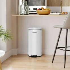 Songmics Poubelle, Poubelle En Acier Inoxydable, 30 Litres, Poubelle Intérieure En Plastique, Avec Pédale Et Couvercle, Anti-empreintes Digitales, Pour Cuisine, Salon, Bureau, Blanc LTB006W01 -Vendite Pelouse Pro 1200x1199 11