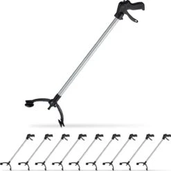 Relaxdays 10 X Grab - Poubelle - Bâton De Préhension - Aide à La Préhension - Bras De Maintien - 88 Cm Aluminium