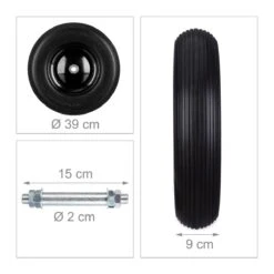 Relaxdays Roue De Brouette En Caoutchouc - Roue De Brouette Avec Essieu - Jante En Acier Anti-déversement Schwarz-Schwarz -Vendite Pelouse Pro 1200x1200 1045