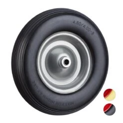 Relaxdays Roue De Brouette En Caoutchouc - Roue De Brouette Avec Essieu - Jante En Acier Anti-déversement Schwarz-Schwarz -Vendite Pelouse Pro 1200x1200 1048