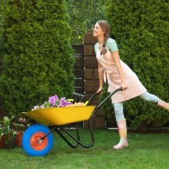 Roue De Brouette Relaxdays 4.80/4.00-8 Avec Axe - Roue De Secours Tout Caoutchouc Anti Crevaison - Jante Acier - Bleu -Vendite Pelouse Pro 1200x1200 1162