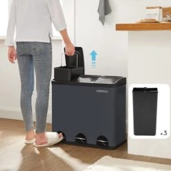 Songmics Poubelle Pour La Cuisine, 54 Litres, Poubelle, Poubelle à Pédale Avec 3 Compartiments, Bacs Intérieurs Et 6 Autocollants Pour Le Tri Des Déchets, Système De Tri Des Déchets, Gris-noir LTB54G 10 Songmics Poubelle Pour La Cuisine, 54 Litres, Poubelle, Poubelle à Pédale Avec 3 Compartiments, Bacs Intérieurs Et 6 Autocollants Pour Le Tri Des Déchets, Système De Tri Des Déchets, Gris-noir LTB54G -Vendite Pelouse Pro 1200x1200 1215