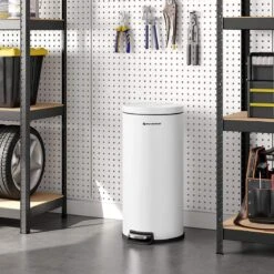 Songmics Poubelle, Poubelle En Acier Inoxydable, 30 Litres, Poubelle Intérieure En Plastique, Avec Pédale Et Couvercle, Anti-empreintes Digitales, Pour Cuisine, Salon, Bureau, Blanc LTB006W01 -Vendite Pelouse Pro 1200x1200 1245