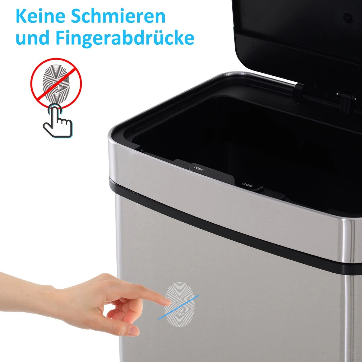 HOMCOM Poubelle Système De Séparation Des Déchets Poubelle Avec Capteur 72 L 3 Compartiments Acier Inoxydable Argent 851-018 11 HOMCOM Poubelle Système De Séparation Des Déchets Poubelle Avec Capteur 72 L 3 Compartiments Acier Inoxydable Argent 851-018 – Image 11