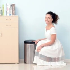 HOMCOM Poubelle Automatique En Acier Inoxydable Poubelle Capteur IR Seau Intérieur Rond 30L 03-0026 -Vendite Pelouse Pro 1200x1200 1315