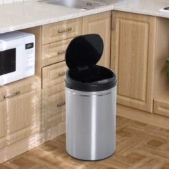 HOMCOM Poubelle Automatique En Acier Inoxydable Poubelle Capteur IR Seau Intérieur Rond 30L 03-0026 -Vendite Pelouse Pro 1200x1200 1317