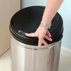 HOMCOM Poubelle Automatique En Acier Inoxydable Poubelle Capteur IR Seau Intérieur Rond 30L 03-0026 -Vendite Pelouse Pro 1200x1200 1318