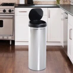 HOMCOM Poubelle Automatique En Acier Inoxydable Poubelle Capteur IR Seau Intérieur Rond 50L 03-0027 -Vendite Pelouse Pro 1200x1200 1348