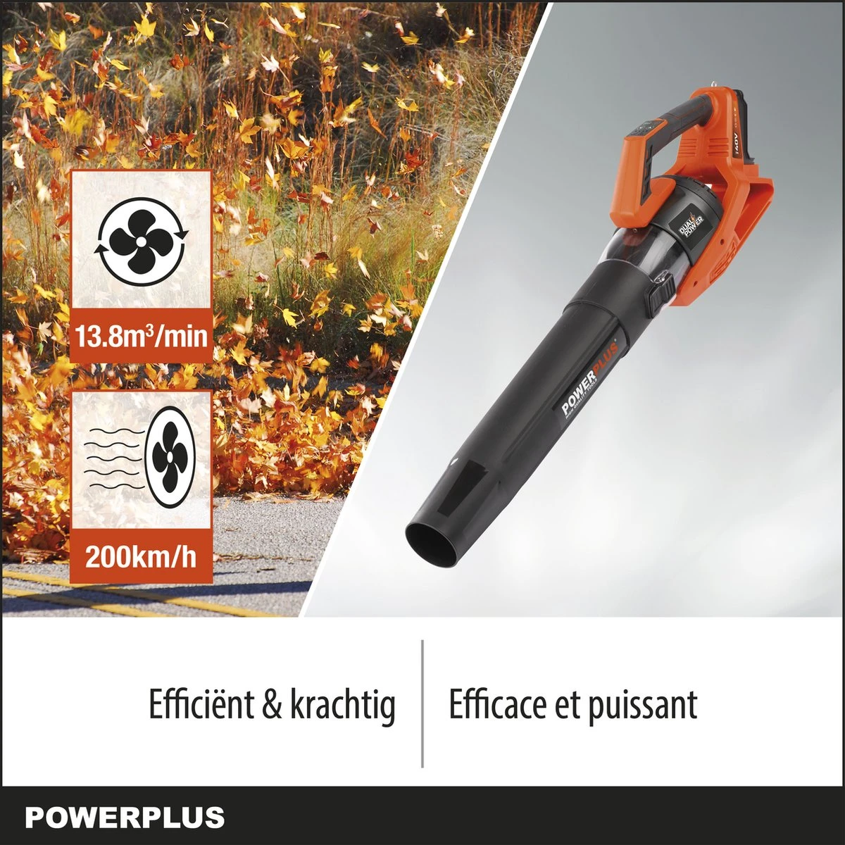 Souffleur De Feuilles Powerplus Dual Power POWDPGSET31 - 40V - Avec Batterie 40 V Et Chargeur 4 Souffleur De Feuilles Powerplus Dual Power POWDPGSET31 - 40V - Avec Batterie 40 V Et Chargeur – Image 4