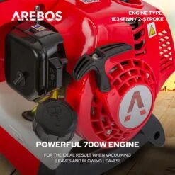Aspirateur à Feuilles à Essence AREBOS Souffleur à Feuilles Déchiqueteuse à Feuilles 700W Inc. Sac De Collecte 45L 7500 Tr/min -Vendite Pelouse Pro 1200x1200 1448