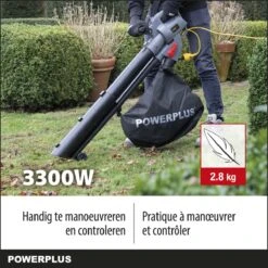 Souffleur à Feuilles Powerplus POWEG9013 - 3300W - Soufflage / Aspiration / Déchiquetage - Avec Sac De Collecte De 40L -Vendite Pelouse Pro 1200x1200 1513