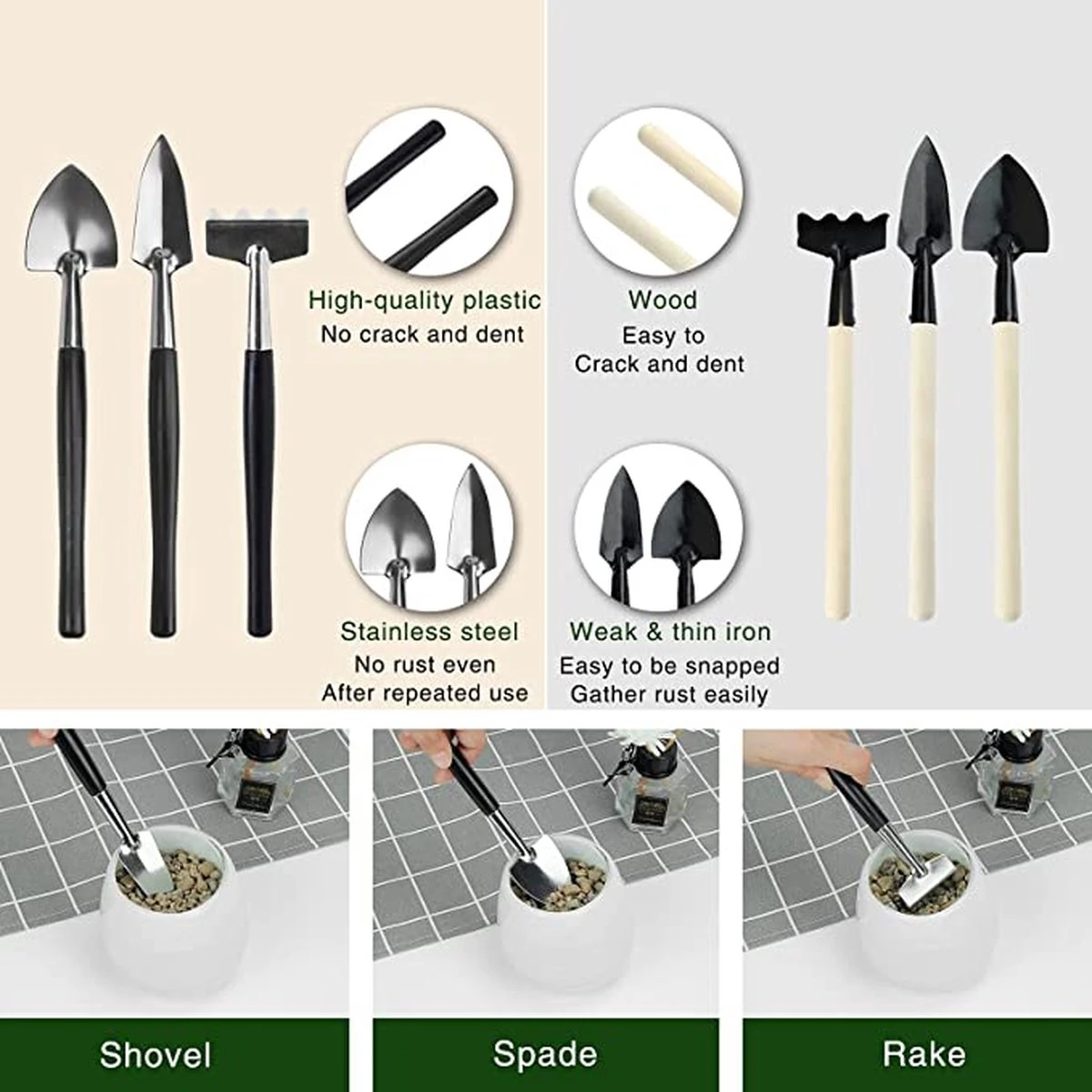 XoXa Ensemble D'outils De Jardin Pour Plantes Grasses, 14 Pièces, Mini Outils De Jardin + 1 Tapis De Remplissage, étanche Et Pliable, Pour L'entretien Des Plantes D'intérieur 3 XoXa Ensemble D'outils De Jardin Pour Plantes Grasses, 14 Pièces, Mini Outils De Jardin + 1 Tapis De Remplissage, étanche Et Pliable, Pour L'entretien Des Plantes D'intérieur – Image 3