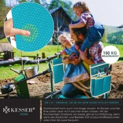 KESSER® 2 En 1 XXL Banc De Jardin Banc Agenouillé Coussin D'assise Rembourré Coussin En Mousse EVA Tabouret De Jardin Pliable Avec 2 X Sac à Outils Banc De Jardin 60 X 50 X 27 Cm Jusqu'à 150 Kg Bleu -Vendite Pelouse Pro 1200x1200 1668