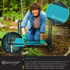 KESSER® 2 En 1 XXL Banc De Jardin Banc Agenouillé Coussin D'assise Rembourré Coussin En Mousse EVA Tabouret De Jardin Pliable Avec 2 X Sac à Outils Banc De Jardin 60 X 50 X 27 Cm Jusqu'à 150 Kg Bleu -Vendite Pelouse Pro 1200x1200 1669