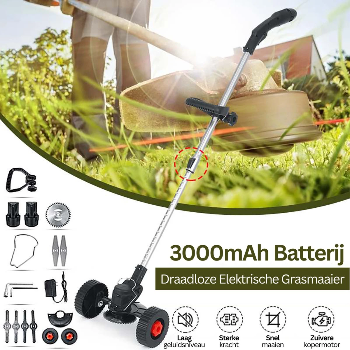 DOERSUPP Brosse à Désherbage électrique - Coupe-herbe Réglable - Set Complet De Tondeuse à Gazon - Haute Qualité - Avec Lames 5 DOERSUPP Brosse à Désherbage électrique - Coupe-herbe Réglable - Set Complet De Tondeuse à Gazon - Haute Qualité - Avec Lames – Image 5