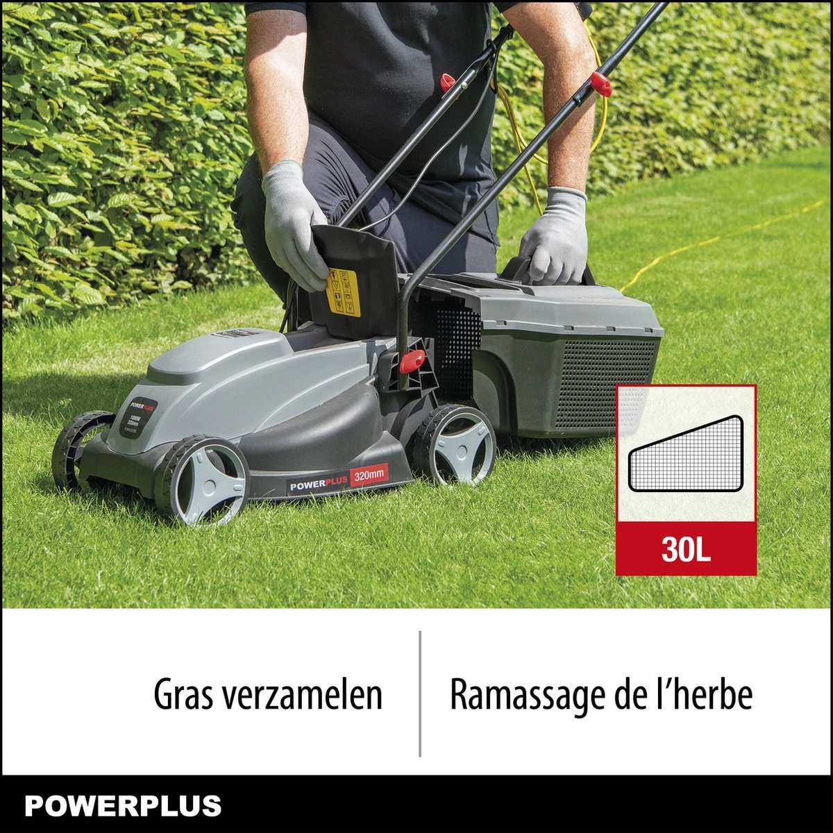 Powerplus POWEG63703 - Tondeuse à Gazon - 1000 W - Largeur De Coupe 32 Cm - Bac De Ramassage 30L - électrique 4 Powerplus POWEG63703 - Tondeuse à Gazon - 1000 W - Largeur De Coupe 32 Cm - Bac De Ramassage 30L - électrique – Image 4