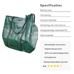 Cheqo® Sac à Déchets De Jardin Carré - Sac à Déchets De Jardin - Poubelle De Jardin - Sac à Mauvaises Herbes - Jardinage - Sac à Déchets Verts - 245 Litres -Vendite Pelouse Pro 1200x1200 753