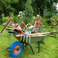 Roue De Brouette Relaxdays 4.80/4.00-8 - Pneu De Secours Anti-crevaison En Caoutchouc - Jante En Acier - Bleu -Vendite Pelouse Pro 1200x1200 808