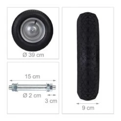 Roue De Brouette Relaxdays 4.80 4.00-8 - Pneumatique - Avec Essieu - Jante En Acier - Jusqu'à 200 Kg Noir -Vendite Pelouse Pro 1200x1200 821