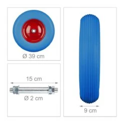 Relaxdays Brouette De Roue En Caoutchouc - Roue De Chariot Avec Des Essieux - Acier Pneu Anti-crevaison Liseré Rouge Blauw -Vendite Pelouse Pro 1200x1200 970