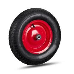 Roue De Brouette Relaxdays 4.80 4.00-8 - Roue De Secours Brouette - Pneu Pneumatique - Avec Adaptateurs Noir-rouge