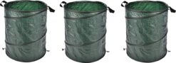 HI 3x Sac Poubelle Jardin Pop-up Vert 130 Litres - Sacs De Jardinage Poubelle Jardin Pliable - Nettoyage / Rangement Jardin - Entretien Jardin