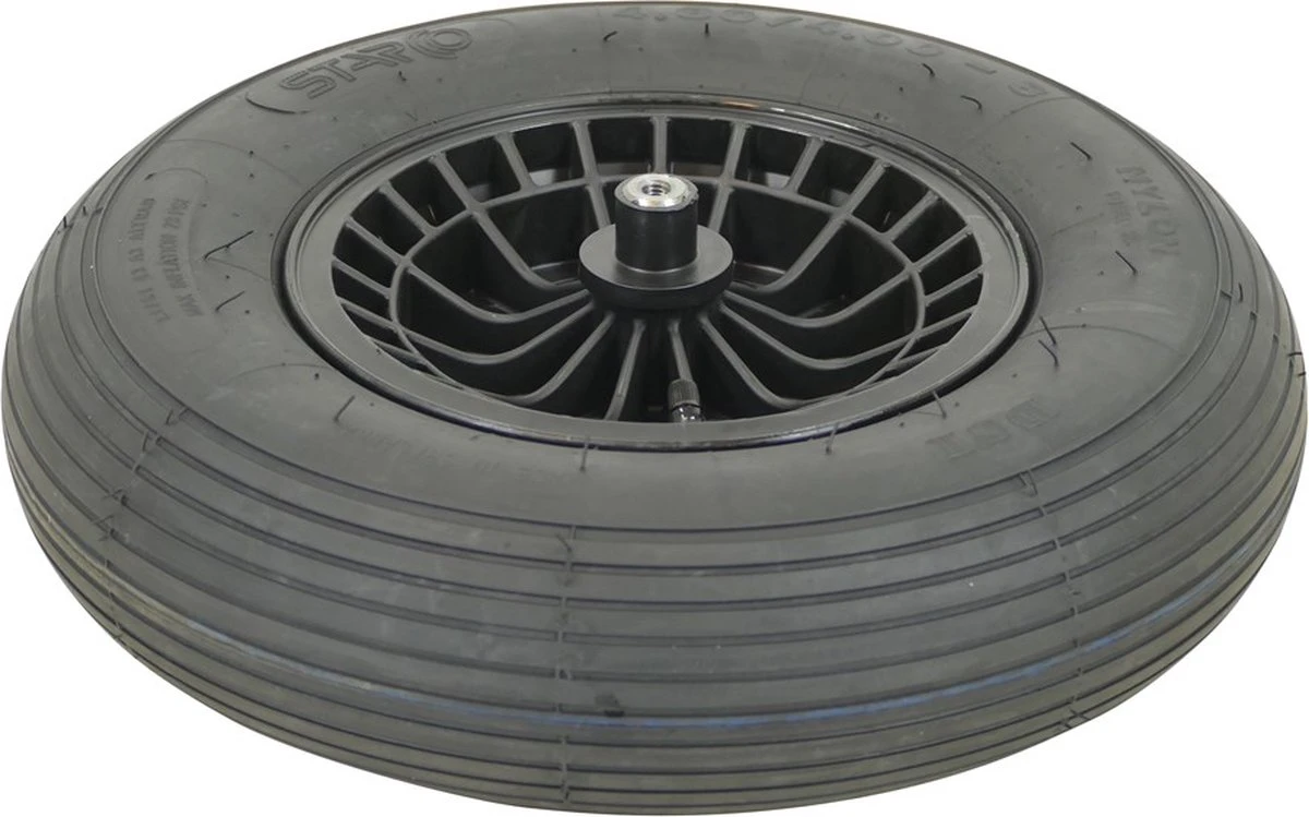 FORT Roue De Brouette 400x100mm Avec Pneumatique 2Ply, Jante Plastique Zwart, Longueur Axe 130 Mm Et Ø 20mm 2 FORT Roue De Brouette 400x100mm Avec Pneumatique 2Ply, Jante Plastique Zwart, Longueur Axe 130 Mm Et Ø 20mm – Image 2