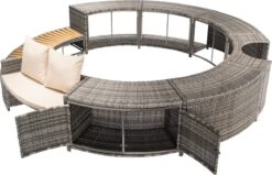 Steps Rondes De Jardin Pour Spa Avec Rangement Intégré - Bordure Avec Rangement Et Siège - Pour Hot De Piscine Spa Spa - Poly Rotin Grijs Bois Dur Rond En Acier Enduit De Poudre Taille Intérieure 203 Cm -Vendite Pelouse Pro 1200x773 3