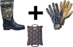 Briers Strawberry Thief - Ensemble De Travail De Jardin - Bottes En Caoutchouc - Gants De Gants De Jardin - Genouillère - Taille 8/42 |Paquet