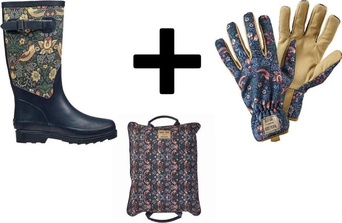 Briers Strawberry Thief - Ensemble De Travail De Jardin - Bottes En Caoutchouc - Gants De Gants De Jardin - Genouillère - Taille 8/42 |Paquet 1 Briers Strawberry Thief - Ensemble De Travail De Jardin - Bottes En Caoutchouc - Gants De Gants De Jardin - Genouillère - Taille 8/42 |Paquet