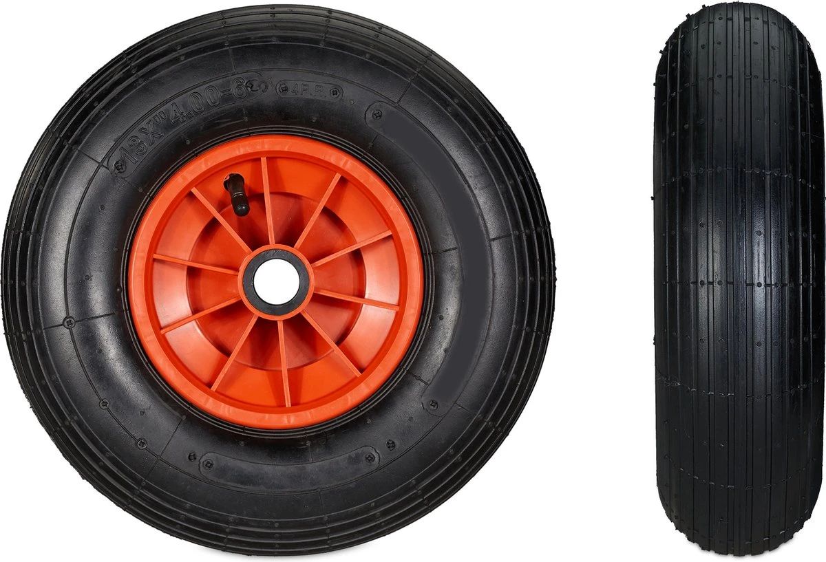 Relaxdays Wheelbarrow Wheel 4.00-6 - Roue De Secours Brouette - Pneu Pneumatique - Borne D'éclairage Noir-rouge 12 Relaxdays Wheelbarrow Wheel 4.00-6 - Roue De Secours Brouette - Pneu Pneumatique - Borne D'éclairage Noir-rouge – Image 12