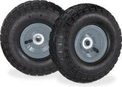 Relaxdays 2x Roue De Diable 260x85 - Roue De Charrette à Bras - Pneu Pneumatique - Roue De Secours - 4.1/3.5-4