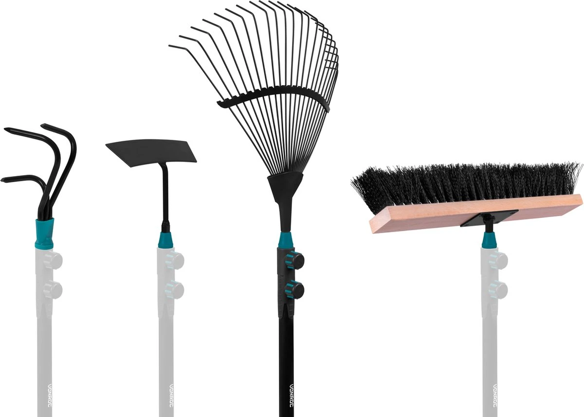 Ensemble D'outils De Outils De Jardin VONROC 4 En 1, Système V- Fix , Avec Râteau à Feuilles, Balai, Houe Et Cultivateur - Acier Enduit De Poudre 6 Ensemble D'outils De Outils De Jardin VONROC 4 En 1, Système V- Fix , Avec Râteau à Feuilles, Balai, Houe Et Cultivateur - Acier Enduit De Poudre – Image 6