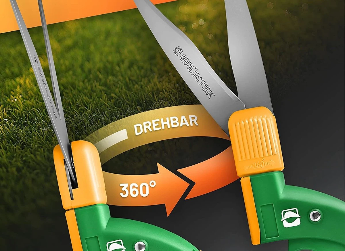 GRÜNTEK Cisailles à Gazon En Téflon Tête De Coupe Rotative à 360°, Cisailles à Gazon, Cisailles à Bordure De Pelouse SEGLER 380 Mm, Poignées Ergonomiques. Couteaux Recouvertes De Téflon 3 GRÜNTEK Cisailles à Gazon En Téflon Tête De Coupe Rotative à 360°, Cisailles à Gazon, Cisailles à Bordure De Pelouse SEGLER 380 Mm, Poignées Ergonomiques. Couteaux Recouvertes De Téflon – Image 3