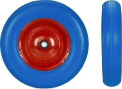 Relaxdays Roue De Brouette Anti Crevaison - 4.80 4.00-8 - 3 Adaptateurs - Jante Acier - Complet Blauw Rouge -Vendite Pelouse Pro 1200x873 5