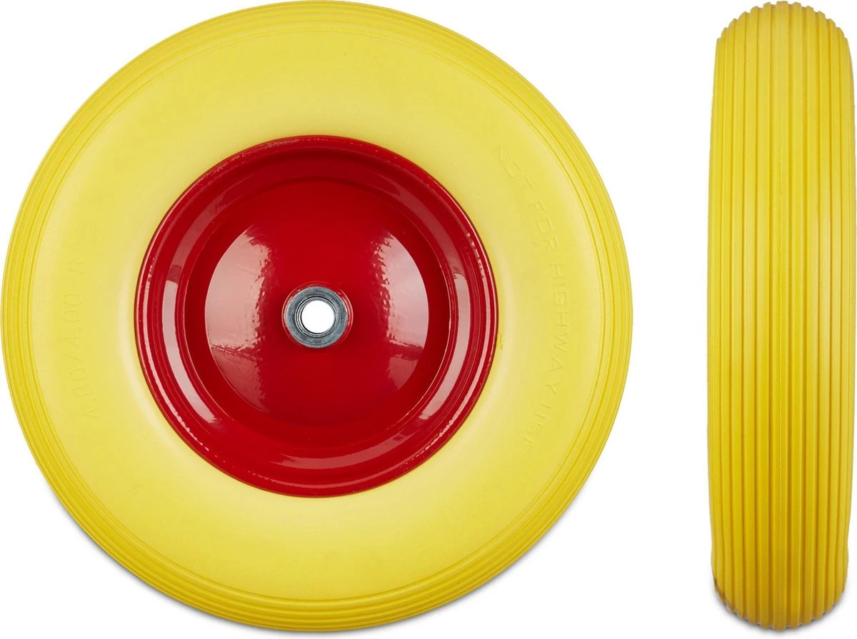 Roue De Brouette Relaxdays 4.80 4.00-8 - Roue De Secours - Pneu En Caoutchouc - Borne De Roue De Diable Jaune 10 Roue De Brouette Relaxdays 4.80 4.00-8 - Roue De Secours - Pneu En Caoutchouc - Borne De Roue De Diable Jaune – Image 10