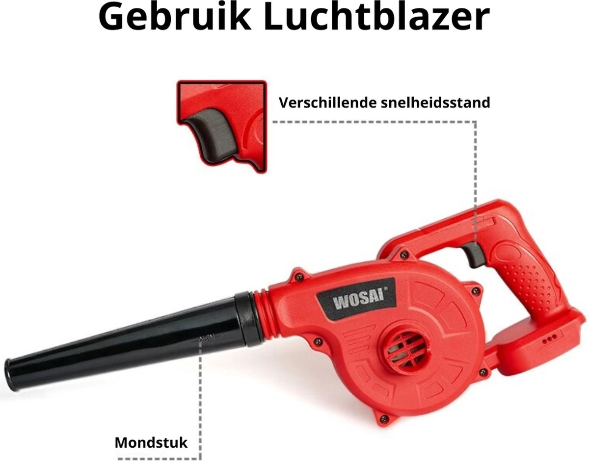 Souffleur D'air - Souffleur De Poussière - Souffleur De Feuilles - Souffleur - Électrique - Aspirateur Sans Fil - Air Duster - Geen Batterie - 2,1 Kg - Rouge 3 Souffleur D'air - Souffleur De Poussière - Souffleur De Feuilles - Souffleur - Électrique - Aspirateur Sans Fil - Air Duster - Geen Batterie - 2,1 Kg - Rouge – Image 3