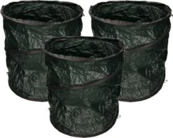 Nature 3x Sacs à Déchets De Jardin Vert Foncé Pliables 90 Litres - Sacs De Jardinage à Déchets De Jardin - Nettoyage / Rangement Du Jardin - Entretien Du Jardin