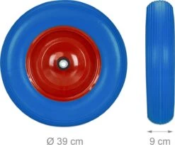 Relaxdays Roue De Brouette Anti Crevaison - 4.80 4.00-8 - 3 Adaptateurs - Jante Acier - Complet Blauw Rouge -Vendite Pelouse Pro 1200x992
