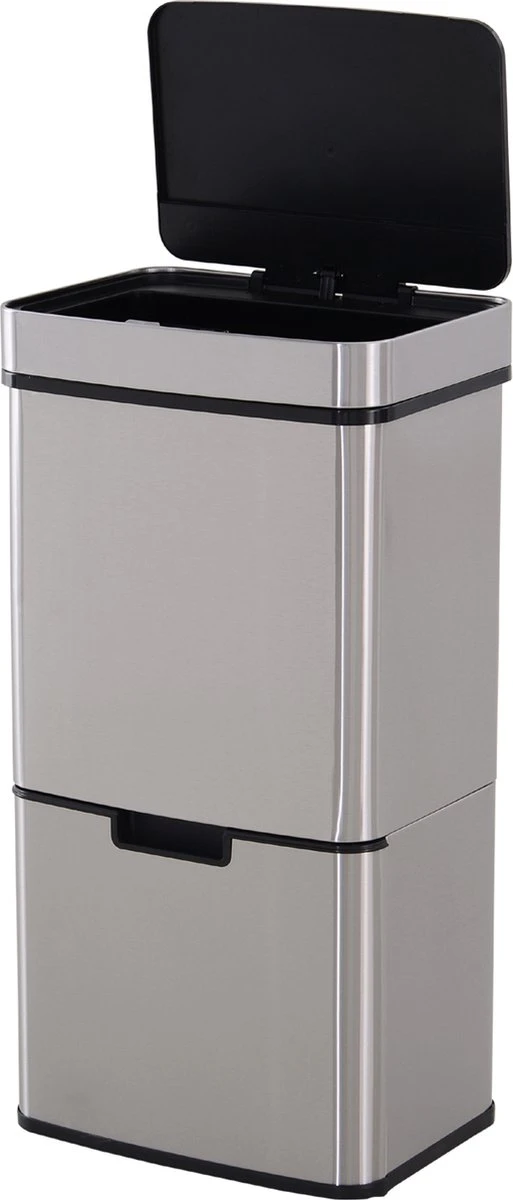 HOMCOM Poubelle Système De Séparation Des Déchets Poubelle Avec Capteur 72 L 3 Compartiments Acier Inoxydable Argent 851-018 1 HOMCOM Poubelle Système De Séparation Des Déchets Poubelle Avec Capteur 72 L 3 Compartiments Acier Inoxydable Argent 851-018