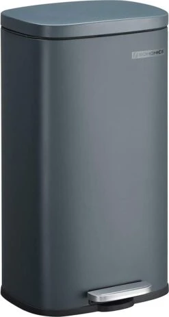 Songmics Poubelle Pour La Cuisine, 30 L Avec Pédale, Poubelle à Pédale, Couvercle à Charnière, Fermeture Amortie, Anti-odeurs Et Hygiénique, Gris Fumée