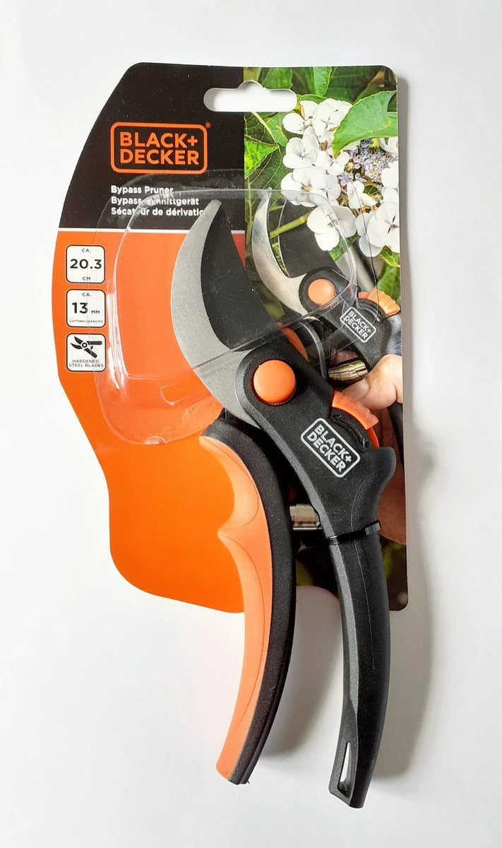 Black & Decker Sécateur Black+Decker - Bypass - Ciseaux à Fleurs - Lames En Acier Trempé - Zwart/ Oranje - Epaisseur De Branche Diamètre De Coupe Max Ø 13 Mm 7 Black & Decker Sécateur Black+Decker - Bypass - Ciseaux à Fleurs - Lames En Acier Trempé - Zwart/ Oranje - Epaisseur De Branche Diamètre De Coupe Max Ø 13 Mm – Image 7