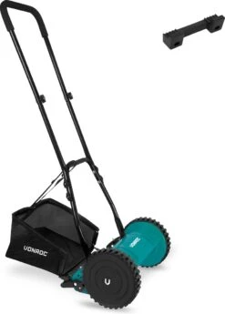 Tondeuse à Rouleau VONROC - Tondeuse à Main - 300 Mm - 4 Hauteurs De Coupe Réglables (15-25-31-35 Mm) Avec Support Mural Et Sac De Ramassage