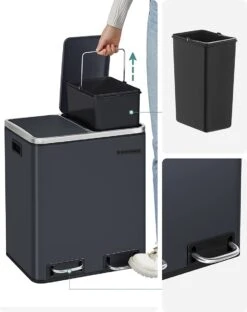 Songmics Poubelle De Cuisine, 2 X 15 L, Système De Tri Des Déchets, Poubelle En Métal, Poubelle à Pédale Avec Bacs Intérieurs Et Poignées, Tri Des Déchets, Fermeture Soft , Hermétique, Anthracite LTB30GS 14 Songmics Poubelle De Cuisine, 2 X 15 L, Système De Tri Des Déchets, Poubelle En Métal, Poubelle à Pédale Avec Bacs Intérieurs Et Poignées, Tri Des Déchets, Fermeture Soft , Hermétique, Anthracite LTB30GS -Vendite Pelouse Pro 950x1200
