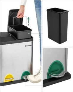 ZAZA Home & Office Poubelle 30 Litres, Tri Des Déchets, 2 X 15 Litres, Poubelle, Poubelle à Pédale Avec Poubelles Intérieures, Pédales Colorées, Système De Séparation Des Déchets Pour La Cuisine, Argent-noir 21 ZAZA Home & Office Poubelle 30 Litres, Tri Des Déchets, 2 X 15 Litres, Poubelle, Poubelle à Pédale Avec Poubelles Intérieures, Pédales Colorées, Système De Séparation Des Déchets Pour La Cuisine, Argent-noir -Vendite Pelouse Pro 954x1200