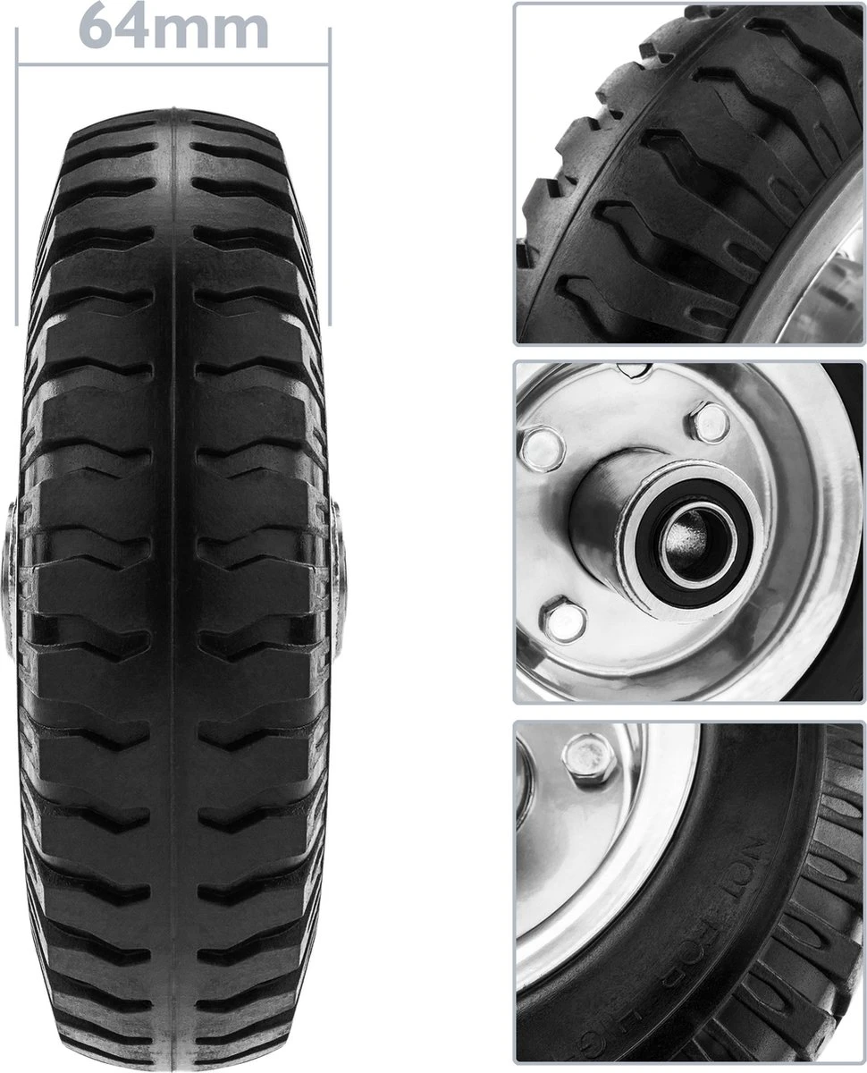 PrimeMatik - Roue De Brouette Massief 70 Kg 8x2.5" 203x64 Mm. Courroie De Rechange Pour Plate-forme De Transport Et Chariots 3 PrimeMatik - Roue De Brouette Massief 70 Kg 8x2.5" 203x64 Mm. Courroie De Rechange Pour Plate-forme De Transport Et Chariots – Image 3