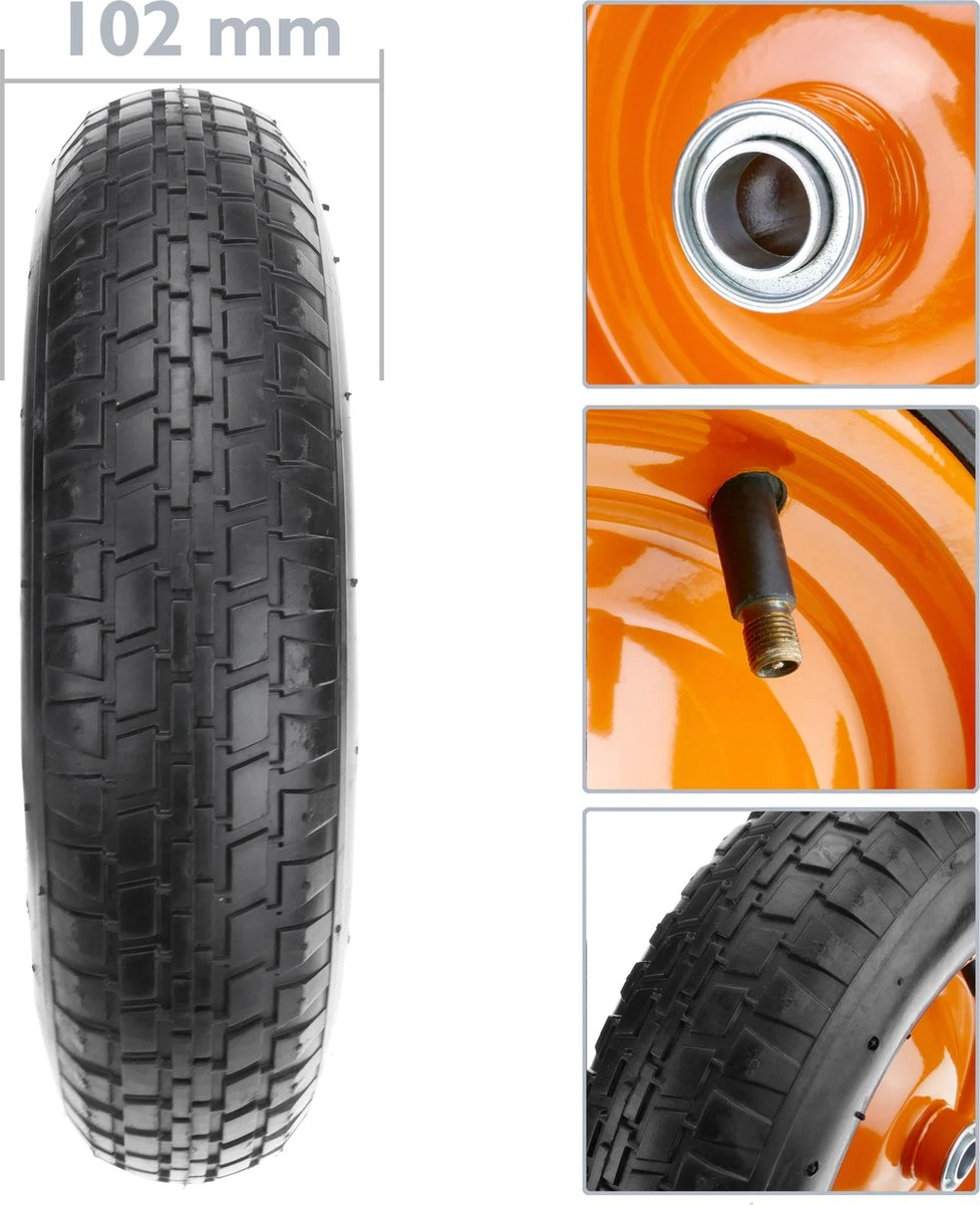 PrimeMatik - Roue De Brouette 95 Kg 16x4" 406x102 Mm. Courroie De Rechange Pour Plate-forme De Transport Et Chariots 3 PrimeMatik - Roue De Brouette 95 Kg 16x4" 406x102 Mm. Courroie De Rechange Pour Plate-forme De Transport Et Chariots – Image 3